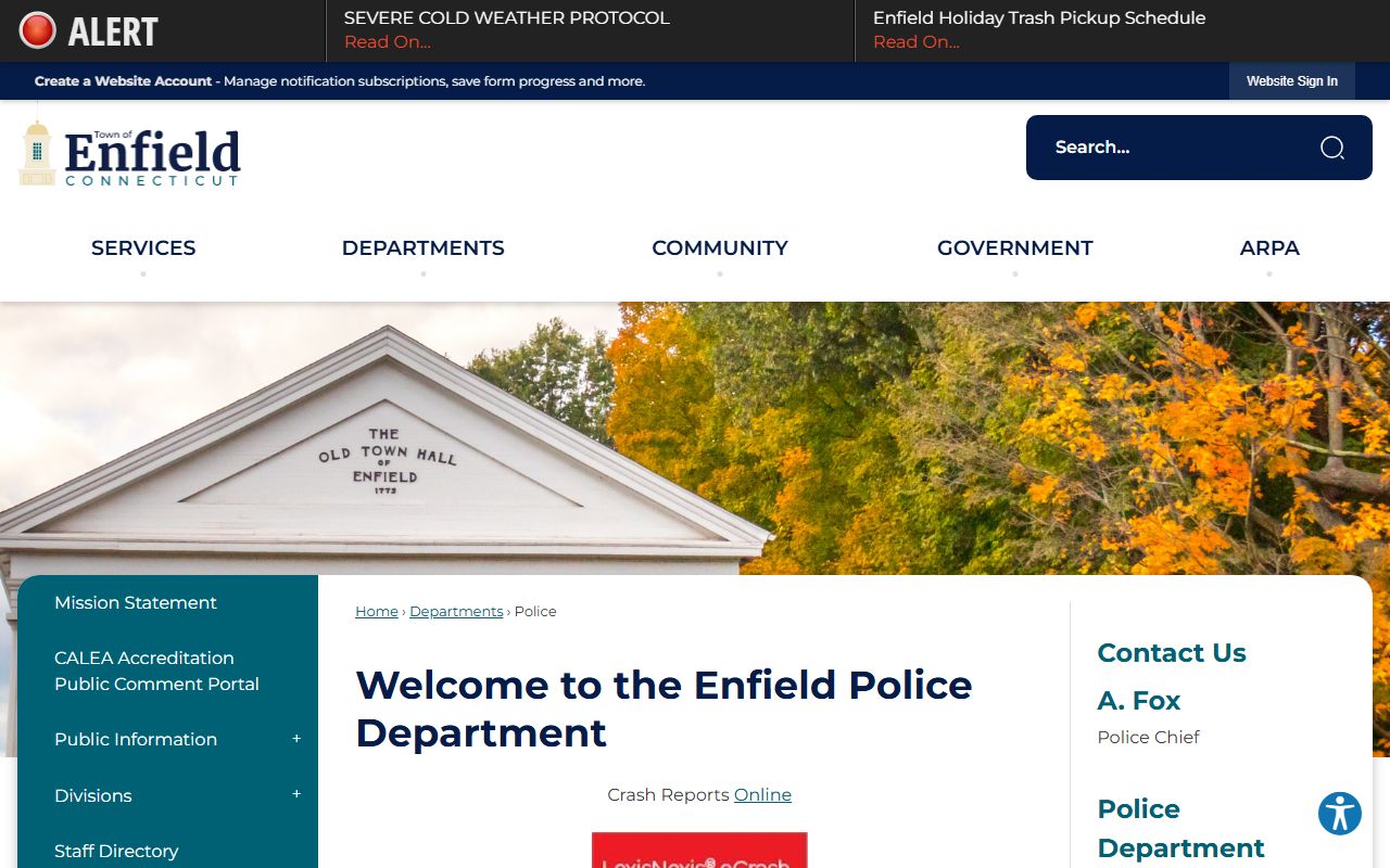 Enfield Police Department building on Enfield Street