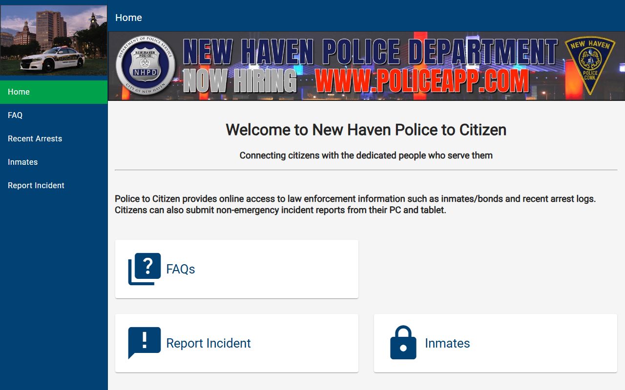 New Haven Police to Citizen Portal for booking records and arrest searches